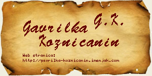 Gavrilka Kozničanin vizit kartica